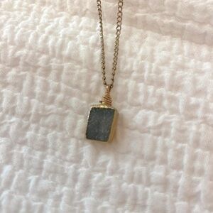 COPY - Grey druzy pendant with handmade gold fittings